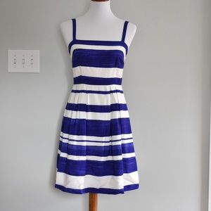 LOFT blue and white striped dress